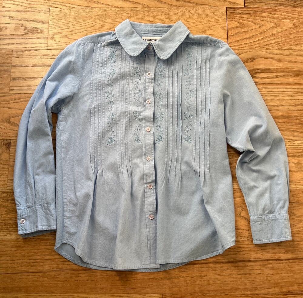 Vintage Country Store Chambray Embroidered Button Up